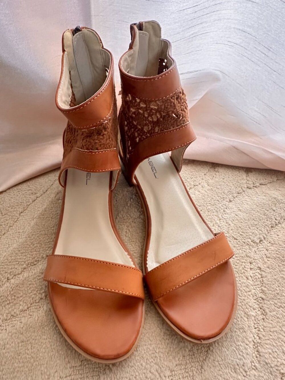 Brown Sandals/Booties With Low Heels - Size 9